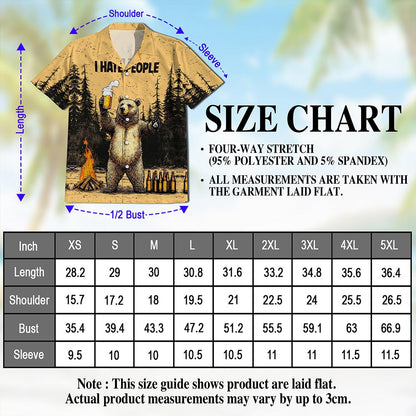 Netecom Funny Bear Drinks Beer Hawaiian Shirt for Men, Vintage Camping Button Down Summer Beach Short Sleeve, Sizes S-5XL