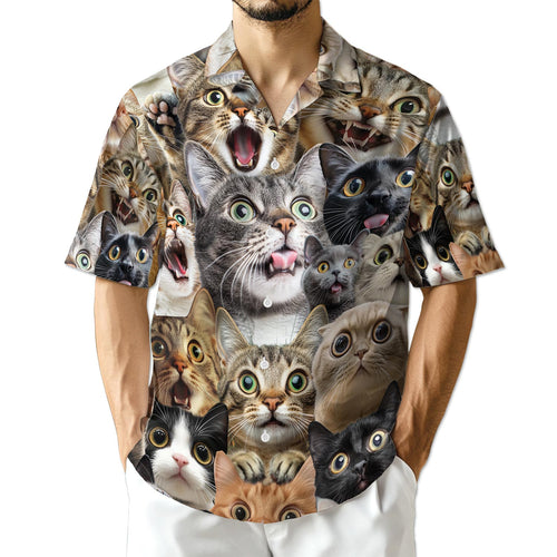 Netecom Funny Cats Kittens Hawaiian Shirt for Men