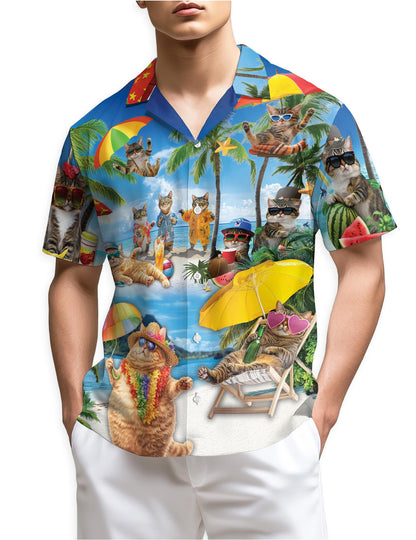 Netecom Funny Cats On Vacation Hawaiian Shirt for Men