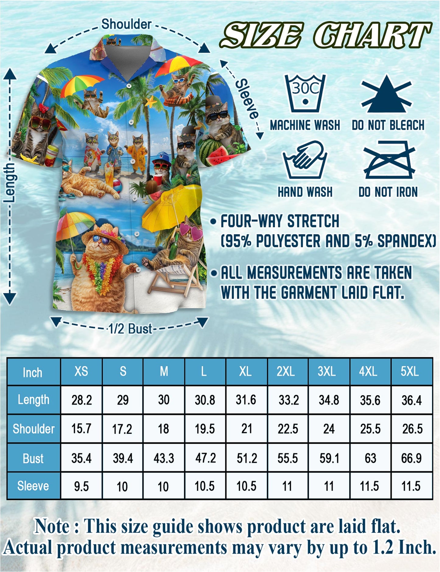 Netecom Funny Cats On Vacation Hawaiian Shirt for Men, Tropical Style, Button Down Summer Beach Short Sleeve, S-5XL