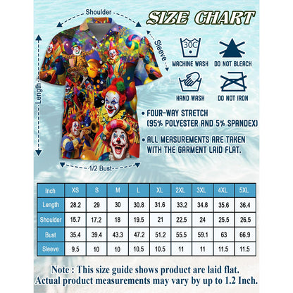 Netecom Funny Clown Hawaiian Shirt for Men, Button Down Summer Beach Short Sleeve, Sizes S-5XL