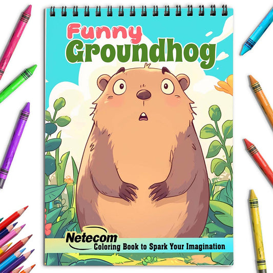 Netecom Funny Groundhog Coloring Book for Adults