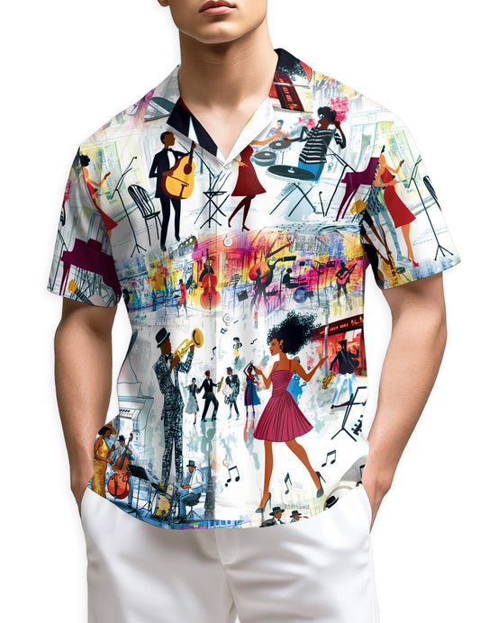 Netecom Funny Jazz Hawaiian Shirt for Men
