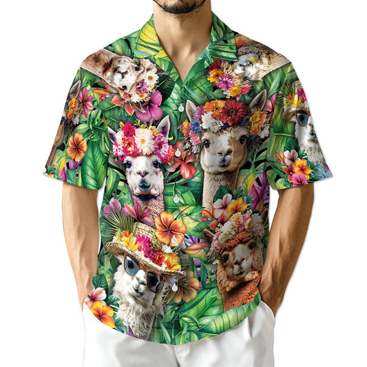 Netecom Funny Llama Hawaiian Shirt for Men