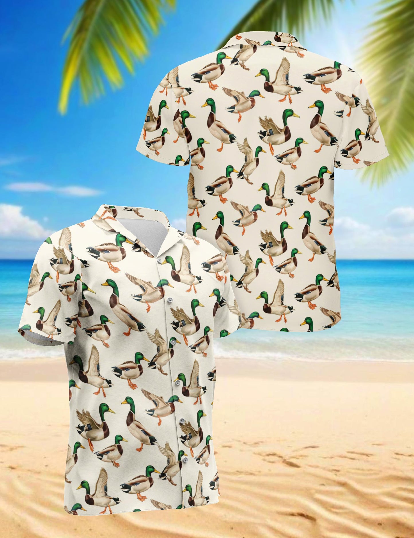 Netecom Funny Mallard Duck Hawaiian Shirt for Men Women, Duck Hunting Button Down Summer Beach Short Sleeve Shirts, S-5XL