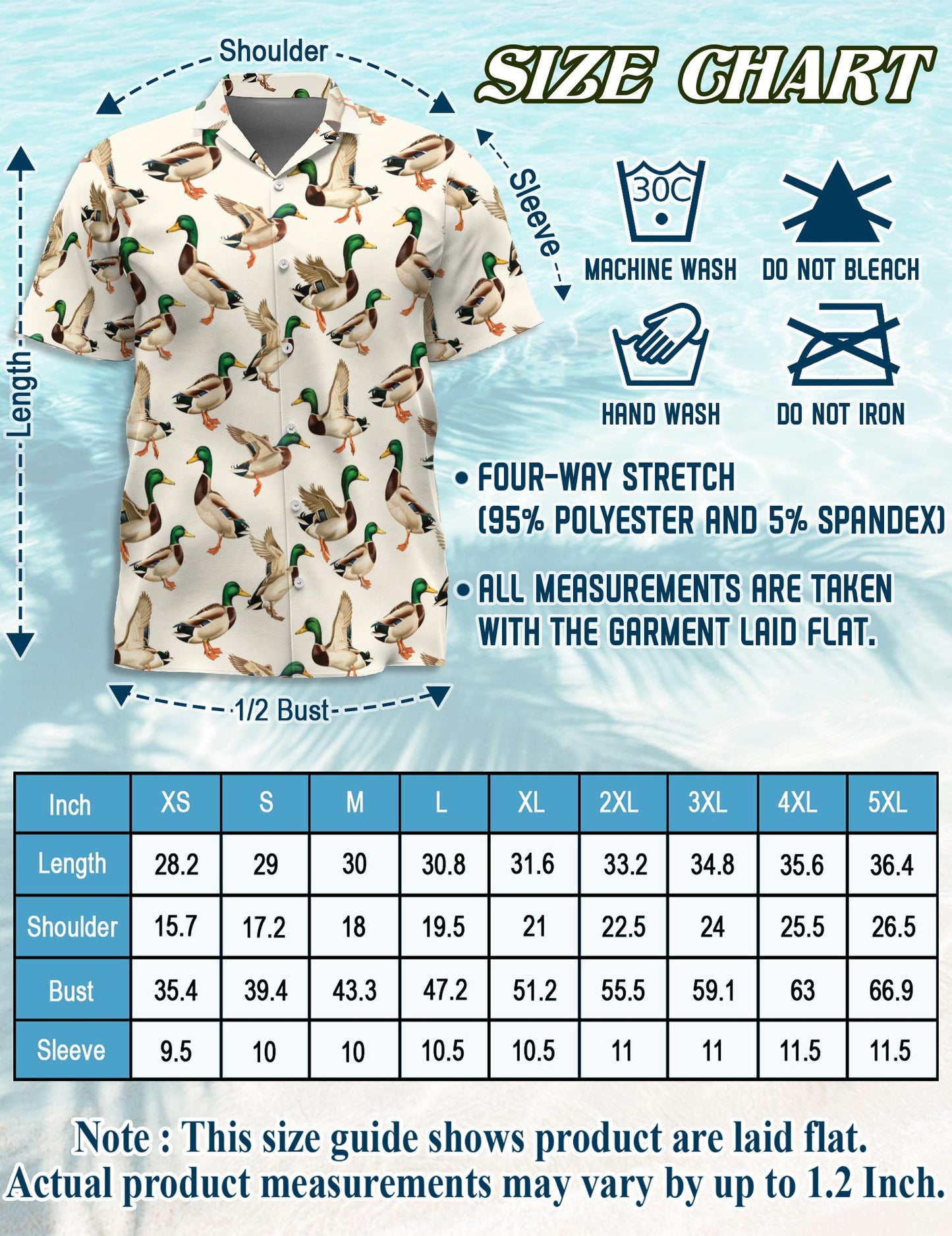 Netecom Funny Mallard Duck Hawaiian Shirt for Men Women, Duck Hunting Button Down Summer Beach Short Sleeve Shirts, S-5XL