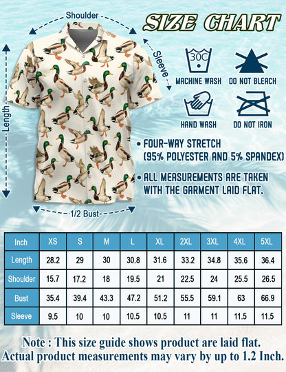 Netecom Funny Mallard Duck Hawaiian Shirt for Men Women, Duck Hunting Button Down Summer Beach Short Sleeve Shirts, S-5XL