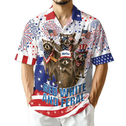 Netecom Funny Red White and Feral Hawaiian Shirt