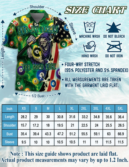 Netecom Funny Rub My Balls For Good Luck Hawaiian Shirt for Men, Billiards Lover Gift, Button Down Summer Beach Short Sleeve, S-5XL