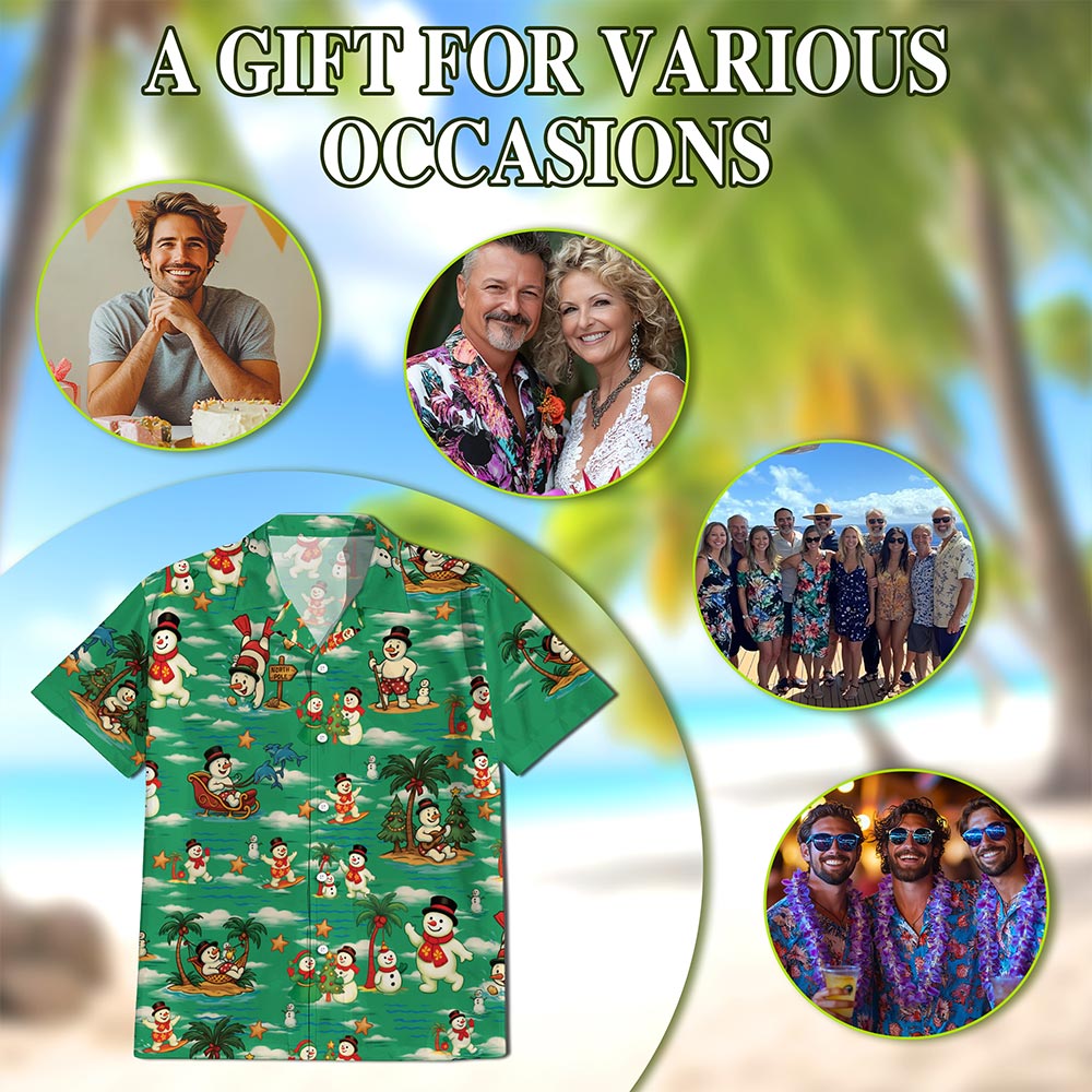 Netecom Funny Santa Claus Surfing Hawaiian Shirt for Men Women, Christmas in July Summer Beach Aloha Button Down Shirts, S-5XL