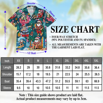 Netecom Funny Santa Claus Surfing Hawaiian Shirt for Men Women, Christmas In July Button Down Summer Beach Shirts, S-5XL
