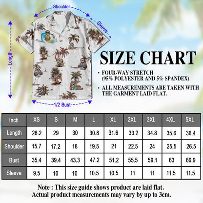 Netecom Funny Sloth Pattern Hawaiian Shirt for Men, Retro Style, Button Down Summer Beach Short Sleeve, S-5XL