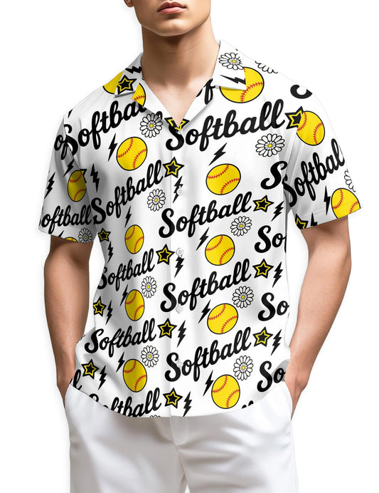 Netecom Funny Softball Hawaiian Shirt for Men