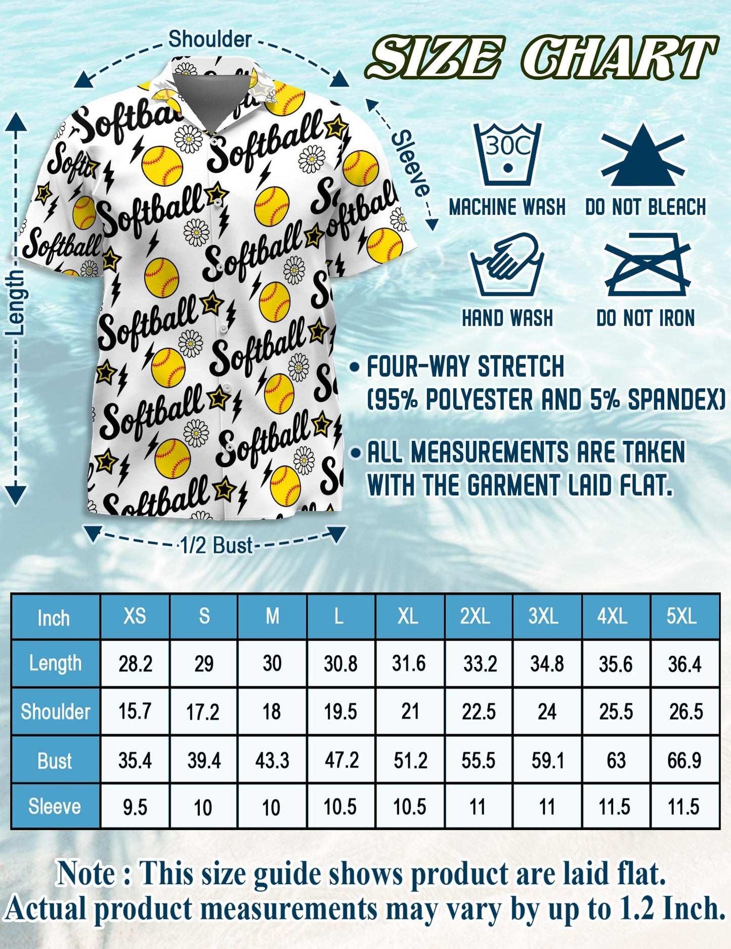 Netecom Funny Softball Hawaiian Shirt for Men, Sporty Style, Button Down Summer Beach Short Sleeve, S-5XL