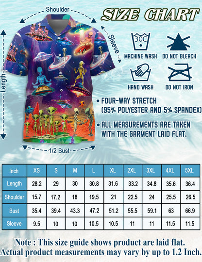 Netecom Galaxy Alien UFO Hawaiian Shirt for Men, Sci-Fi Style, Button Down Summer Beach Short Sleeve, S-5XL