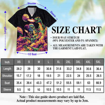 Netecom Galaxy Dinosaurs Hawaiian Shirt for Men, Button Down Summer Beach Short Sleeve, Fantasy Style, S-5XL