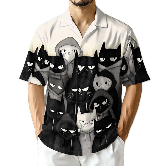 Netecom Gangster Cat Hawaiian Shirt for Men