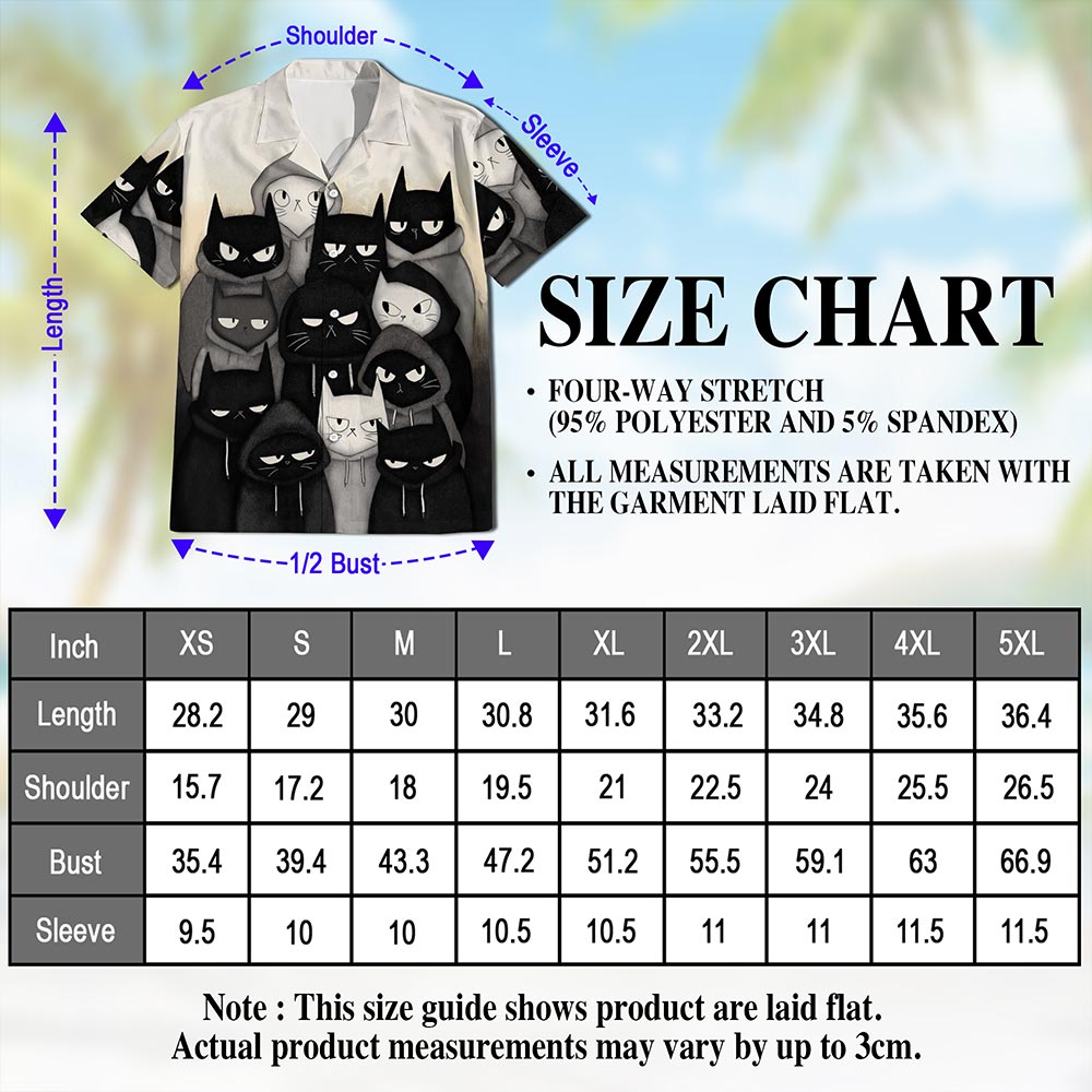 Netecom Gangster Cat Hawaiian Shirt for Men, Street Style, Button Down Summer Beach Short Sleeve, S-5XL