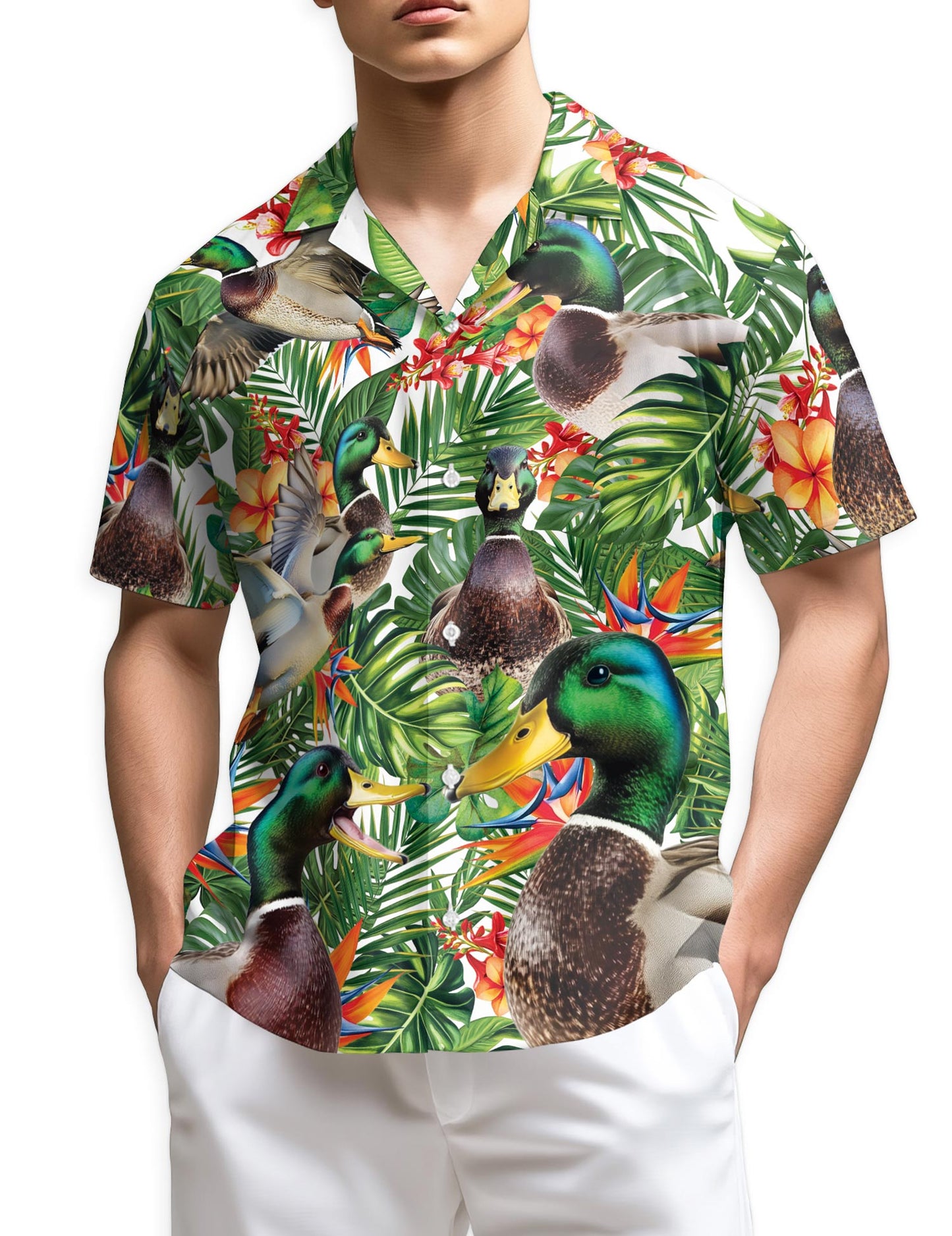 Netecom Geese Hawaiian Shirt for Men