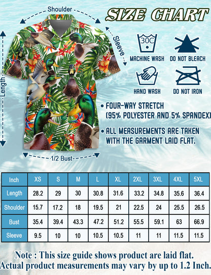 Netecom Geese Hawaiian Shirt for Men, Tropical Style, Button Down Summer Beach Short Sleeve, S-5XL