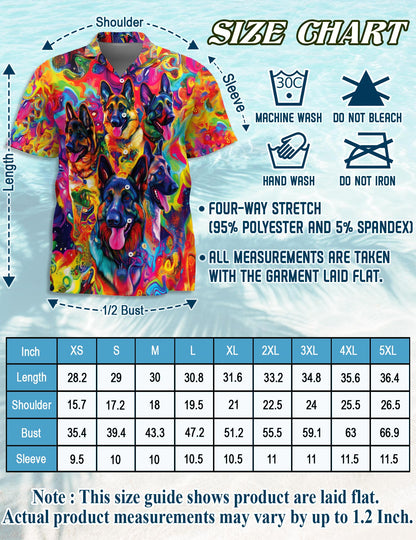 Netecom German Shepherd Dog Hawaiian Shirt for Men, Dog Lover Gifts, Button Down Summer Beach Short Sleeve, S-5XL