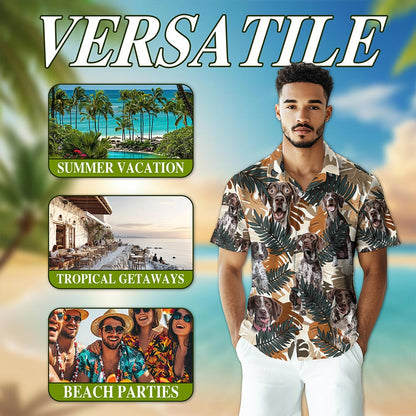 Netecom German Shorthaired Pointer Hawaiian Shirt for Men, Button Down Summer Beach Short Sleeve, S-5XL