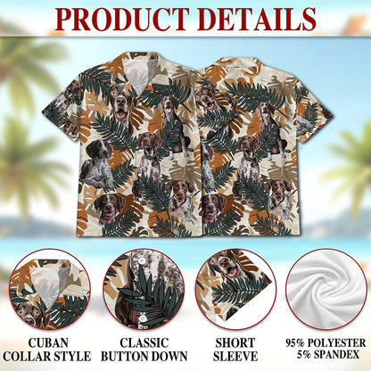 Netecom German Shorthaired Pointer Hawaiian Shirt for Men, Button Down Summer Beach Short Sleeve, S-5XL