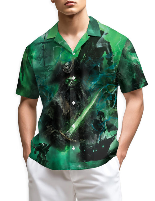 Netecom Ghost Pirate Ship Hawaiian Shirt for Men