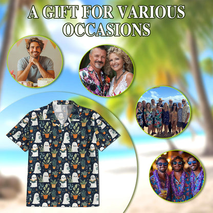 Netecom Ghost in Greenhouse Hawaiian Shirt for Men, Vintage Style, Button Down Summer Beach Short Sleeve, S-5XL