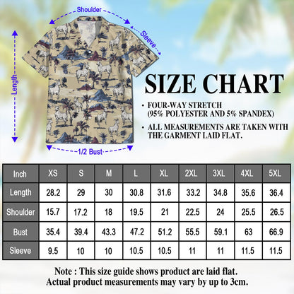 Netecom Goat Island Hawaiian Shirt for Men, Tropical Style, Button Down Summer Beach Short Sleeve, S-5XL