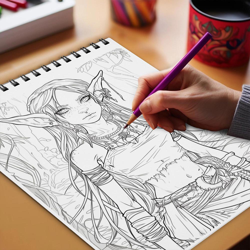 Netecom Goblin Monster Girls Coloring Book Spiral Bound for Adults