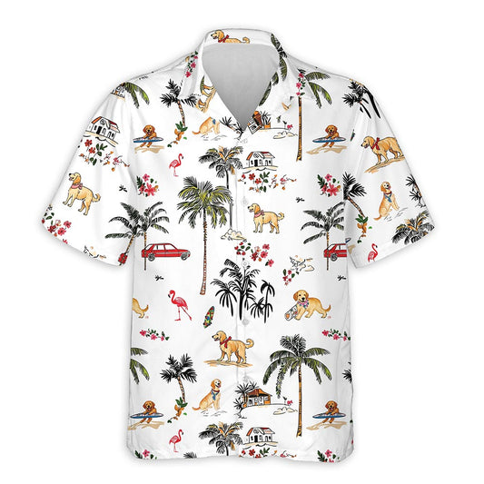 Netecom Golden Retriever Beach Hawaiian Shirt for Men