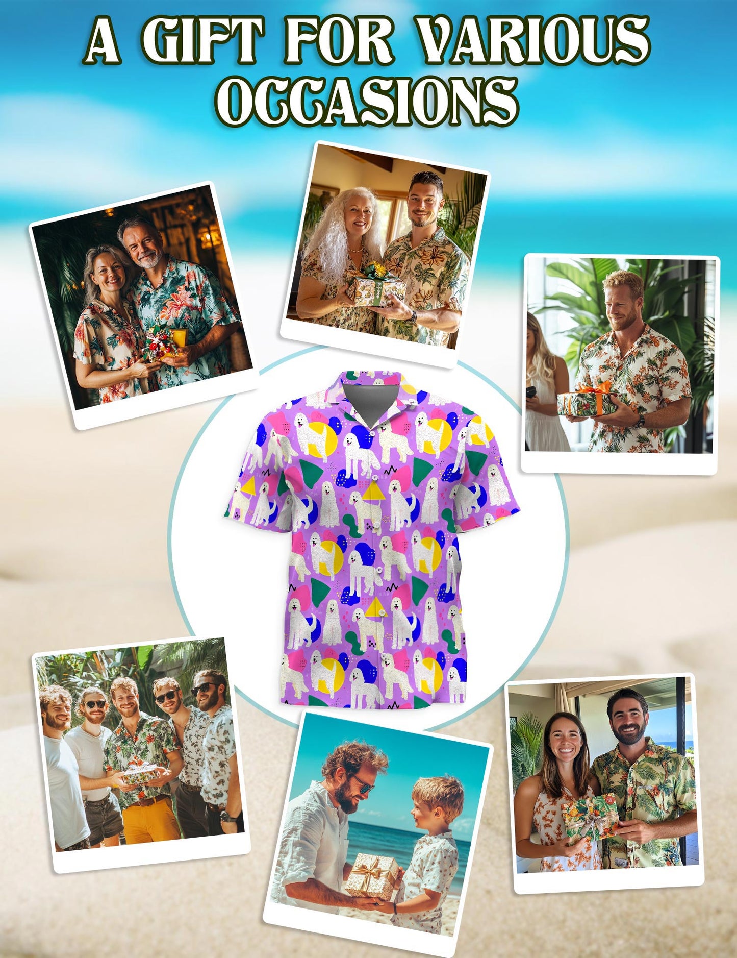 Netecom Goldendoodles Hawaiian Shirt for Men, Retro Style, Button Down Summer Beach Short Sleeve, S-5XL