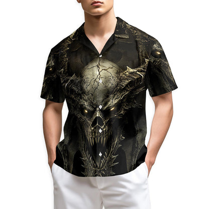 Netecom Gothic Dragon on Mutated Skull Hawaiian Shirt for Men