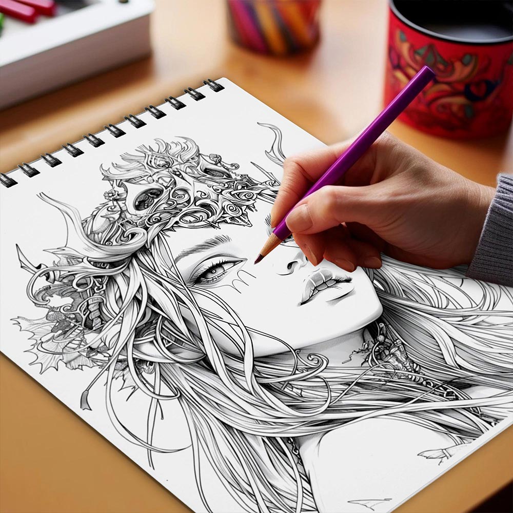 Netecom Graceful Dread Coloring Book Spiral Bound for Adults