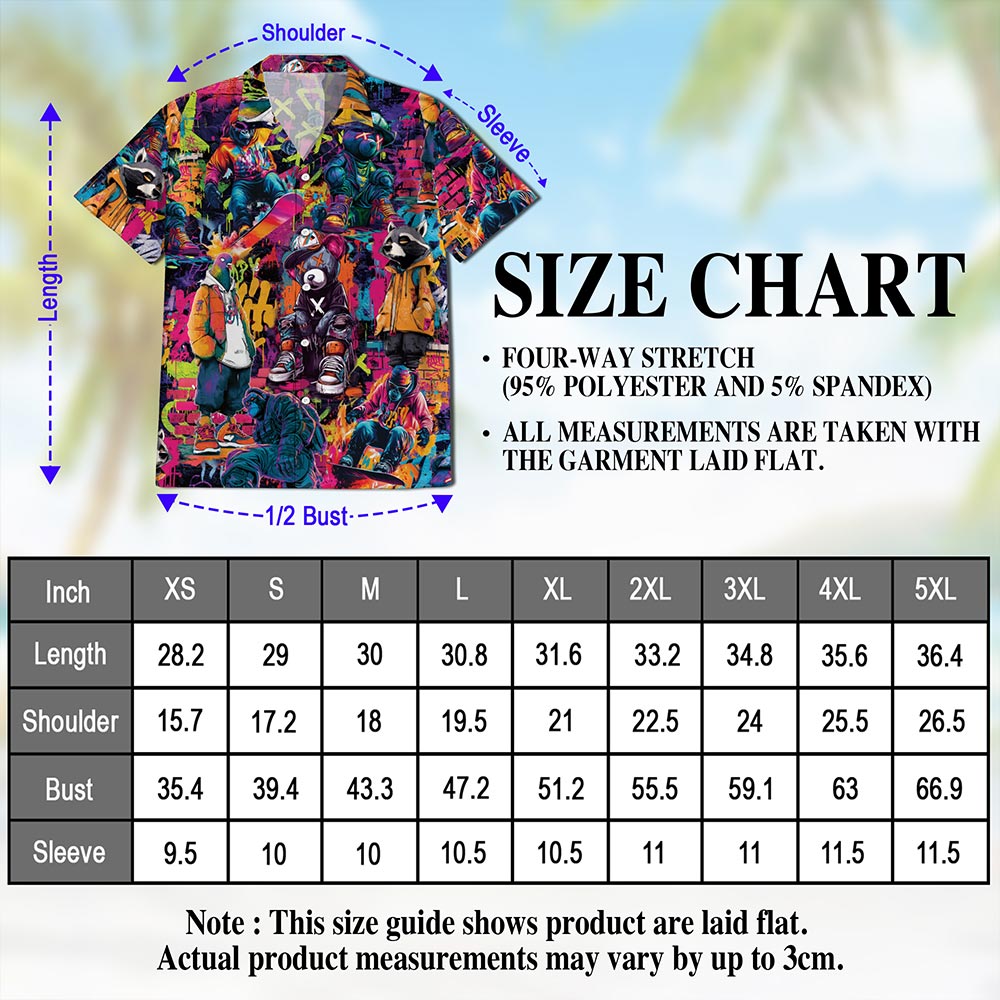 Netecom Graffiti Animal Hawaiian Shirt for Men Women, Graffiti Pop Art Button Down Summer Beach Short Sleeve Shirts, S-5XL