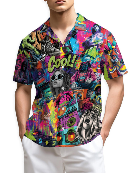 Netecom Graffiti Music Hawaiian Shirt for Men