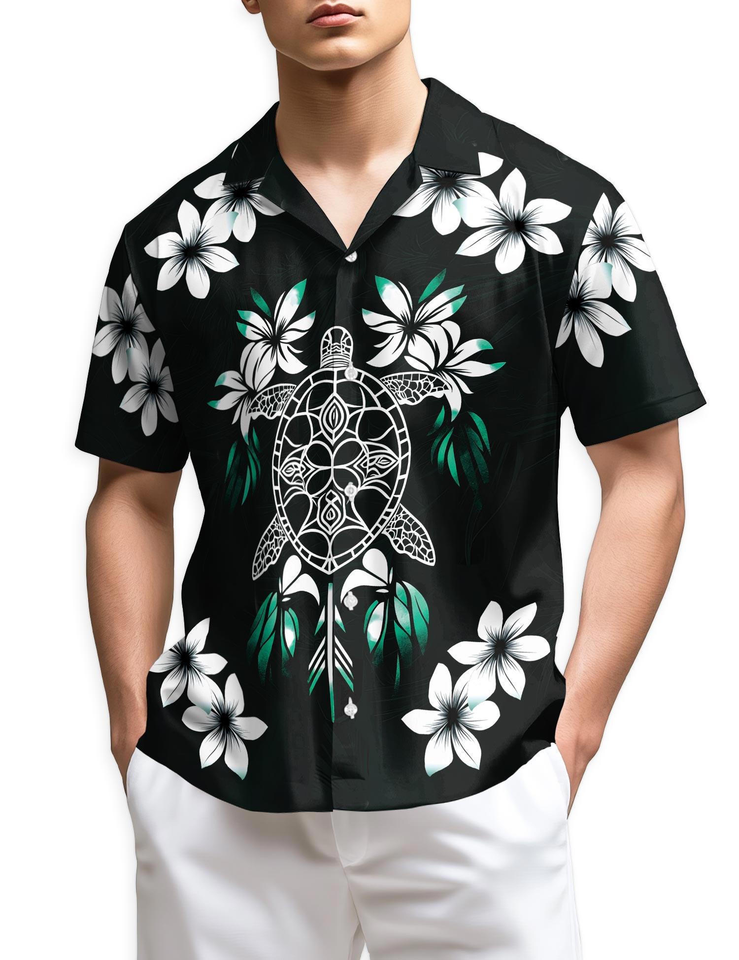 Netecom Green Turtle Hawaiian Shirt for Men