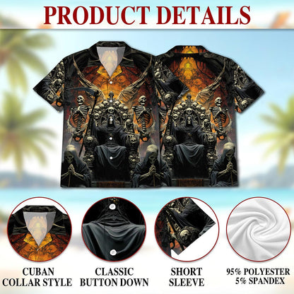 Netecom Grim Reaper Dark Skull Hawaiian Shirt for Men Women, Retro Button Down Summer Aloha Beach Short Sleeve Shirts, S-5XL