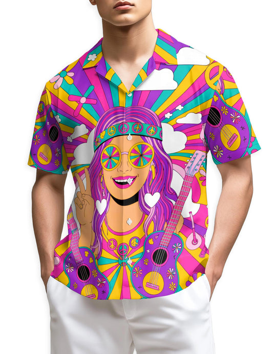 Netecom Guitar Hippie Hawaiian Shirt for Men