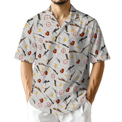 Netecom Guns And Ammo Minimalist Hawaiian Shirt for Men