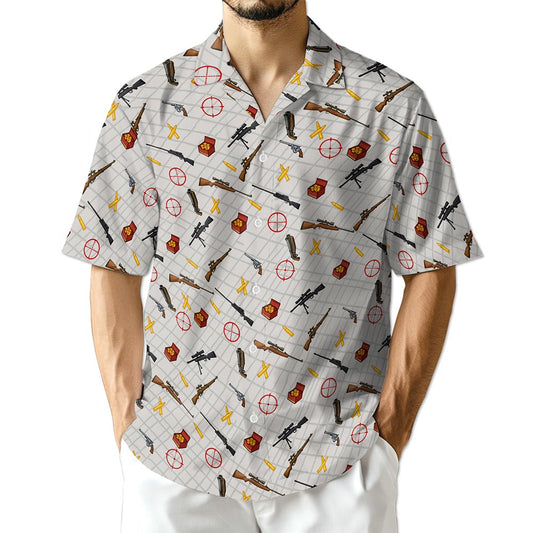 Netecom Guns And Ammo Minimalist Hawaiian Shirt for Men
