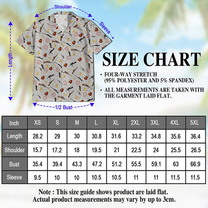 Netecom Guns And Ammo Minimalist Hawaiian Shirt for Men, Vintage Style, Button Down Summer Beach Short Sleeve, S-5XL