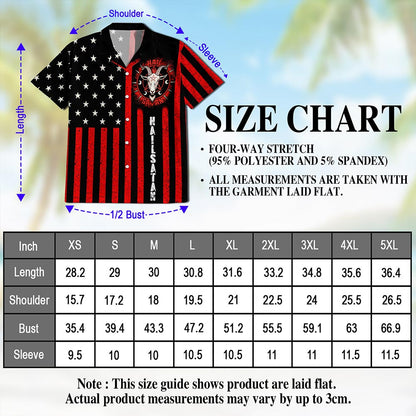 Vintage Occult-Themed American Flag Summer Shirt – Men’s Button Down Short Sleeve Aloha Top