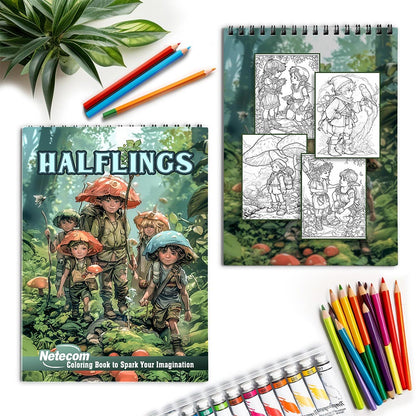 Netecom Halflings Spiral Coloring Book for Adults