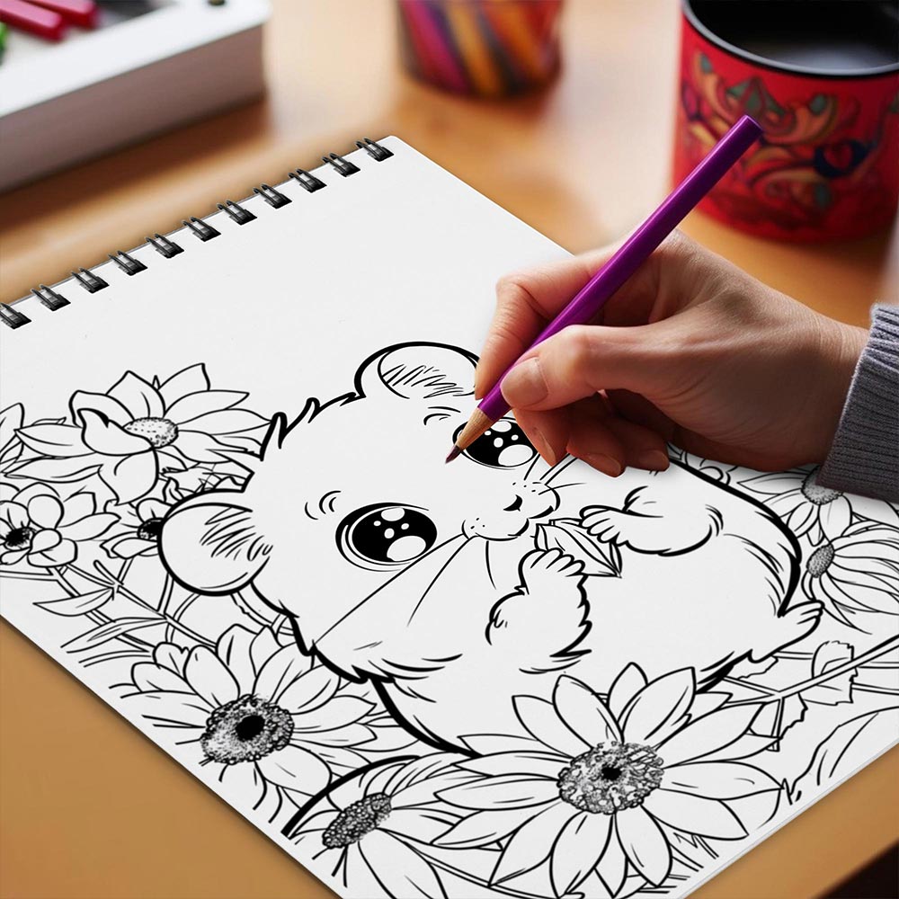 Netecom Hamster Coloring Book Spiral Bound for Adults