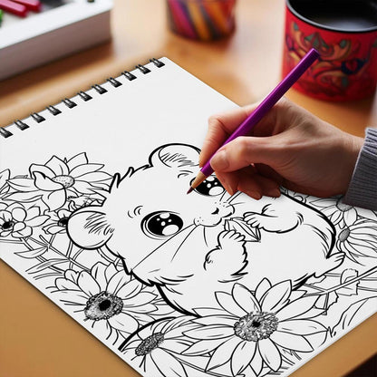 Netecom Hamster Coloring Book Spiral Bound for Adults