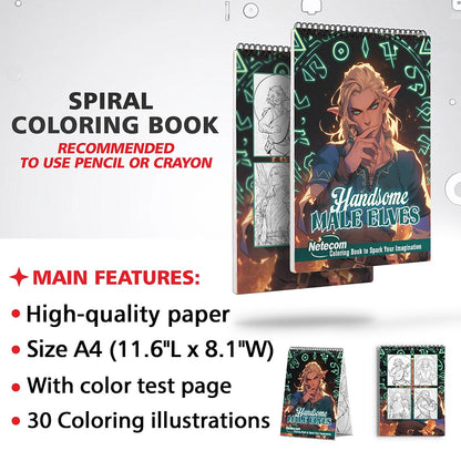 Netecom Handsome Male Elves Coloring Sheets for Adults