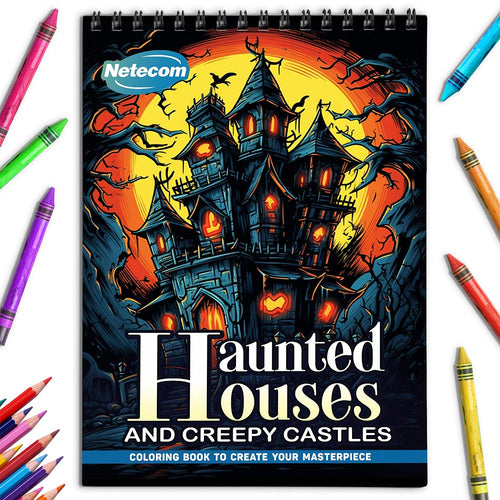 Netecom Haunted Houses and Creepy Castles Coloring Book for Adults
