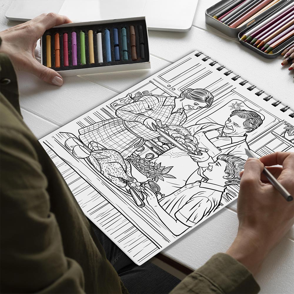 Netecom Heartwarming Thanksgiving Spiral Bound Coloring Book for Adults